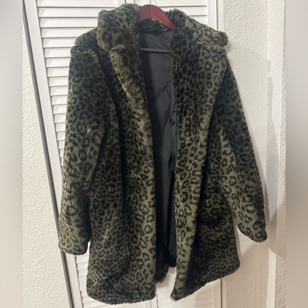 Leopard Print Faux Fur Coat